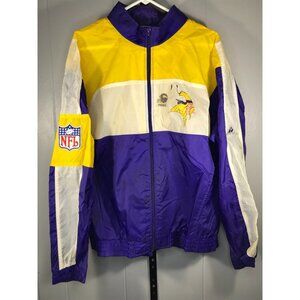 Vintage 80s Minnesota Vikings Apex One NFL Windbreaker Jacket Adult LG